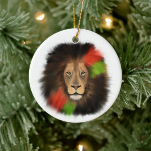 Schwarzer Stolz Löwe Rot Grün Einheit Dschungel Ka Keramik Ornament