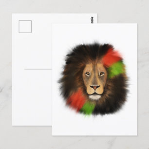 Schwarzer Stolz Löwe Rot Grün Einheit Dschungel Ka Postkarte