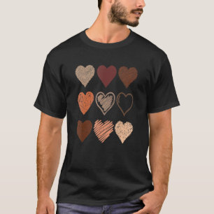 Schwarzer Stolz Melanin Hautton Herzen Schwarze Ge T-Shirt