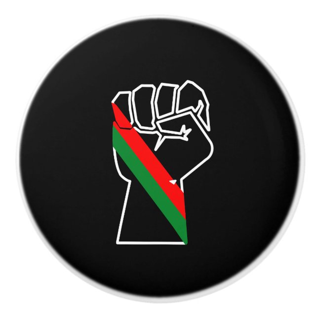 Schwarzer Stolz Rot-Grün-Pfanne afrikanische Flagg Keramikknauf (Vorderseite)
