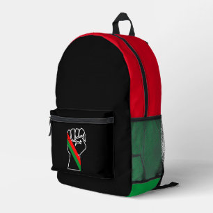 Schwarzer Stolz rote grüne Faust panafrikanische F Bedruckter Rucksack