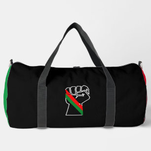 Schwarzer Stolz rote grüne Faust panafrikanische F Duffle Bag