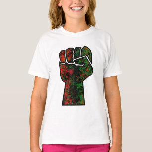 Schwarzer Stolz rote grüne Faust panafrikanische F T-Shirt