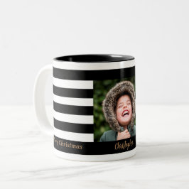 Schwarzer Streifen Marine Holiday Foto Collage Zweifarbige Tasse