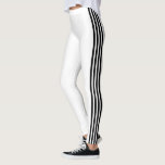 Schwarzer Streifen Weiße Leggings-Farben Leggings<br><div class="desc">Benutzerdefinierte Farben - Weiße Leggings mit schwarzem Streifen - oder wählen / Ihre Lieblings-Leggings und Strickfarben hinzufügen ! MIGNETER Entwurf</div>