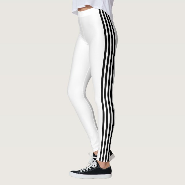 Schwarzer Streifen Weiße Leggings-Farben Leggings (Links)