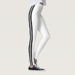 Schwarzer Streifen Weiße Leggings wählen Farbe<br><div class="desc">Custom Colors - Black Side Stripe Weiße Leggings - oder Wählen / Fügen Sie Ihre Lieblings-Streifen und Leggings / Hintergrundfarben / Text / Name ! MIGNETER Entwurf</div>
