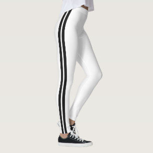 Schwarzer Streifen Weiße Leggings wählen Farbe