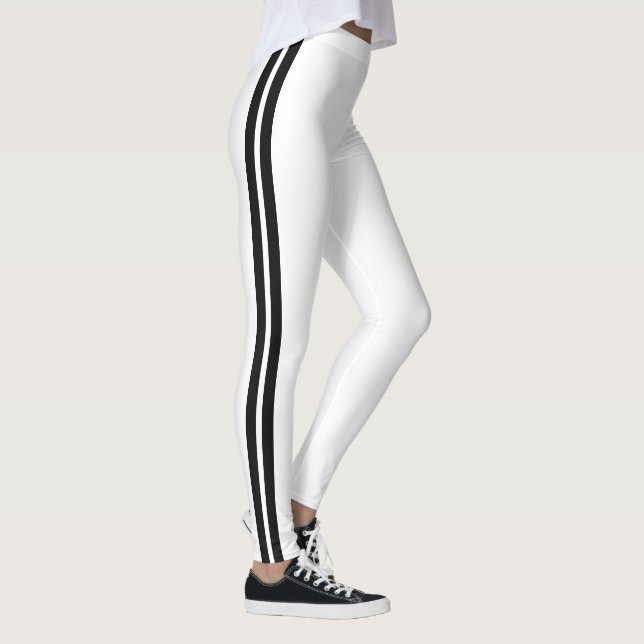 Schwarzer Streifen Weiße Leggings wählen Farbe (Rechts)
