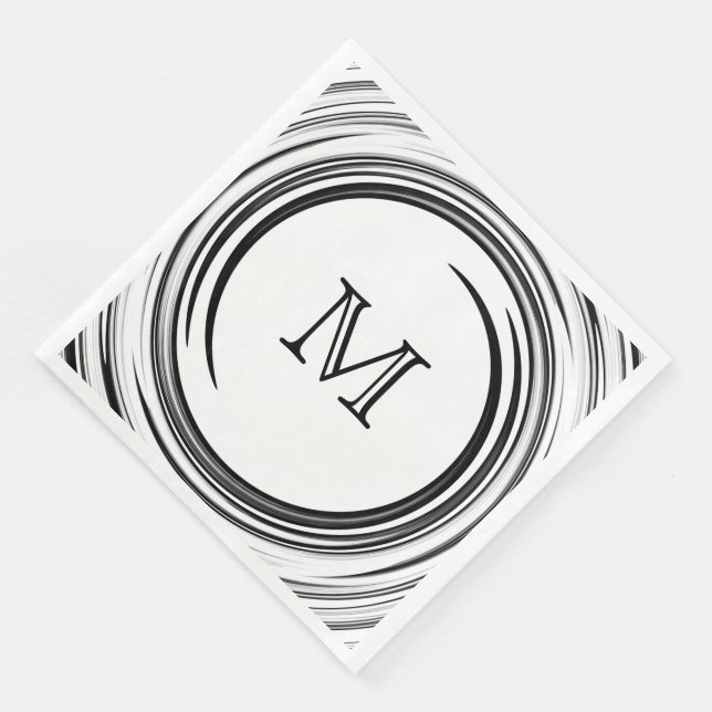Schwarzer Swirl Abstrakt Art Serviette (Ecke)
