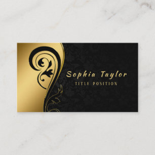 Schwarzer Swirl und Damast Visitenkarte