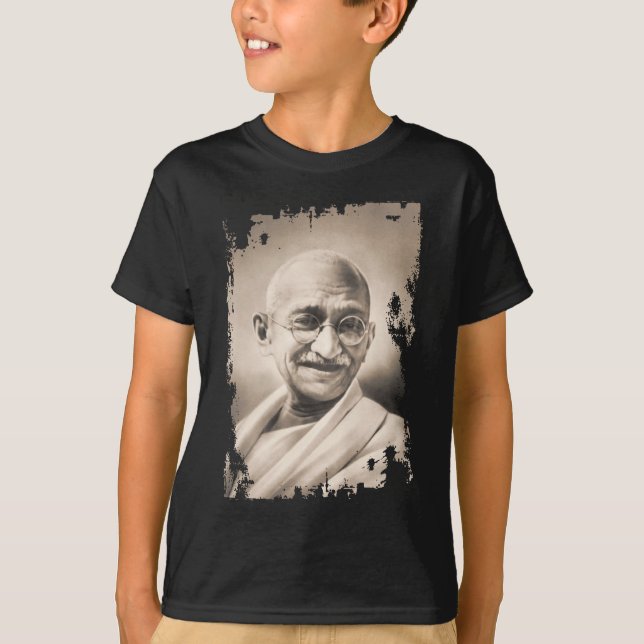 Schwarzer T - Shirt Mahatma Gandhi (Vorderseite)
