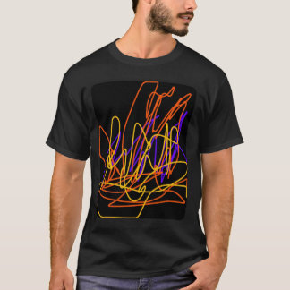 Schwarzer T - Shirt mit originellem Neon abstrakt