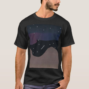 Schwarzer T - Shirt mit Sternen und Aurora
