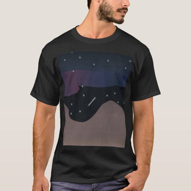 Schwarzer T - Shirt mit Sternen und Aurora (Vorderseite)