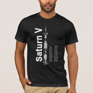 Schwarzer T - Shirt SaturnV Mond-Rockets