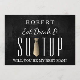 Schwarzer Tafel Anzug-oben sind Sie mein Trauzeuge Einladung
