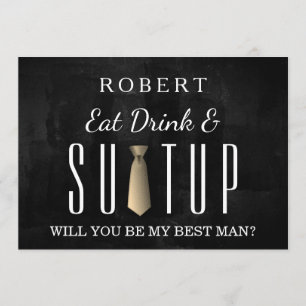 Schwarzer Tafel Anzug-oben sind Sie mein Trauzeuge Einladung