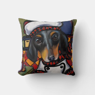 Schwarzer Tan-Dachshund Kissen