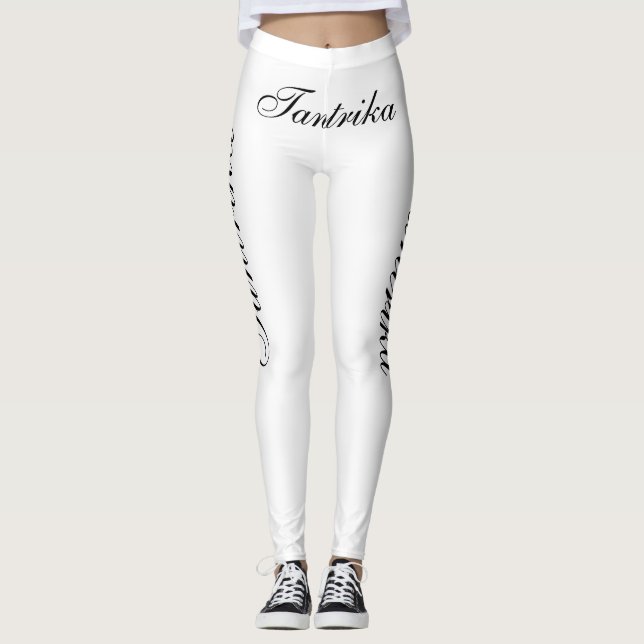 Schwarzer Tantrika in Weiß Leggings (Vorderseite)