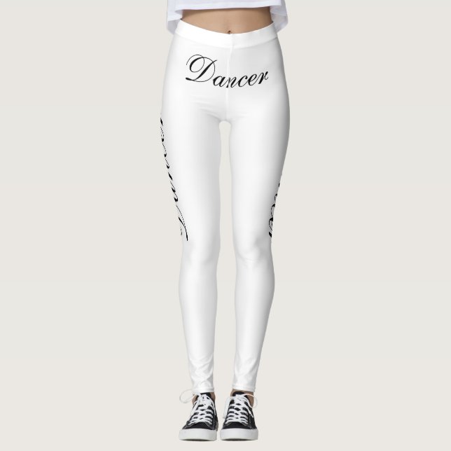 Schwarzer Tänzer auf Weiß Leggings (Vorderseite)