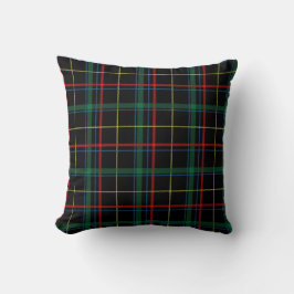 Schwarzer Tartan oder Karierter Druckkopf Kissen