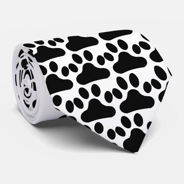 Schwarzer Tatzen-Druck Krawatte (Gerollt)