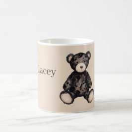 Schwarzer Teddybär aus Kunstspitze Kaffeetasse