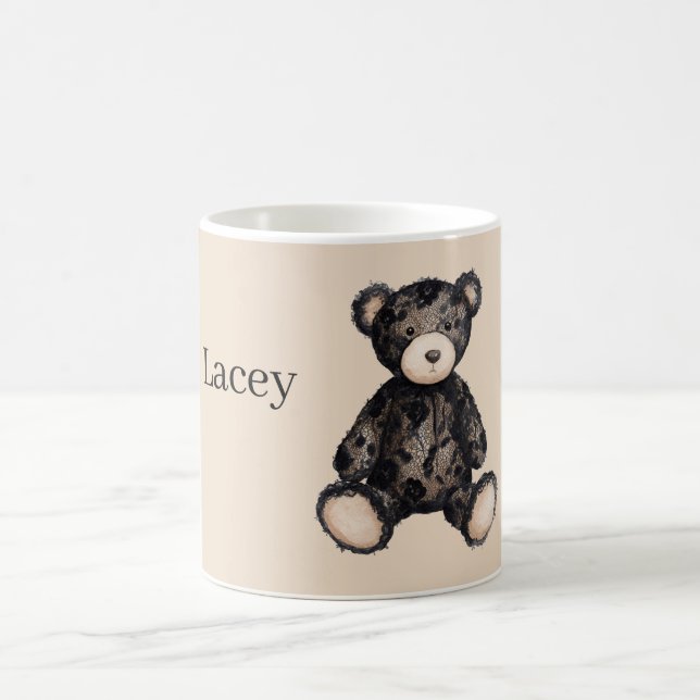 Schwarzer Teddybär aus Kunstspitze Kaffeetasse (Mittel)