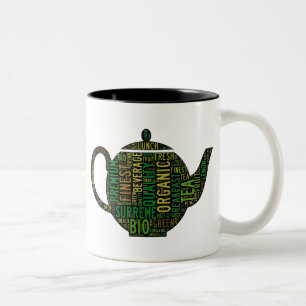 Schwarzer Teekannetextentwurf Zweifarbige Tasse