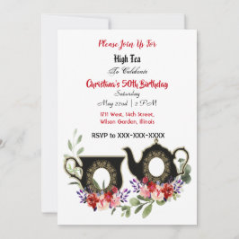 Schwarzer Teekessel Blumenstrauß Nachmittag Hoher  Einladung