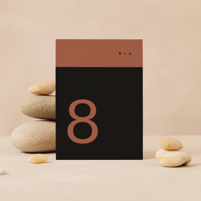 Schwarzer Terracotta Schlichter Streifen Premium E Tischnummer (Von Creator hochgeladen)