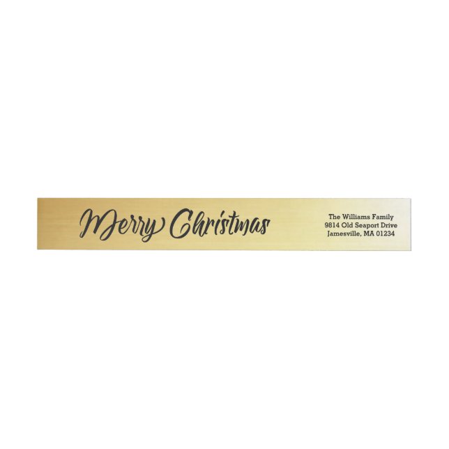 Schwarzer Text auf goldenen Weihnachtsmarken (Person)