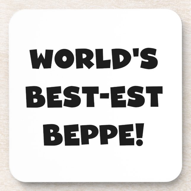 Schwarzer Text Beste Beppe T - Shirt und Geschenke Getränkeuntersetzer (Vorderseite)