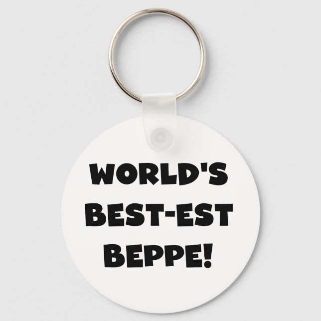 Schwarzer Text Beste Beppe T - Shirt und Geschenke Schlüsselanhänger (Vorderseite)