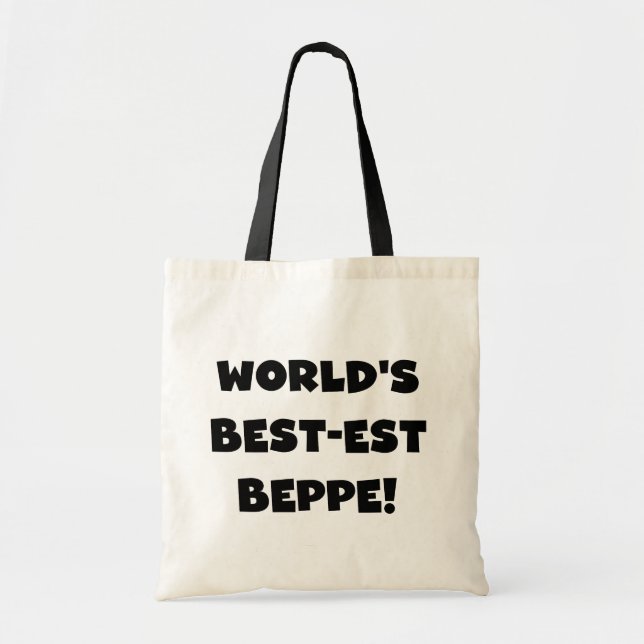Schwarzer Text Beste Beppe T - Shirt und Geschenke Tragetasche (Vorne)