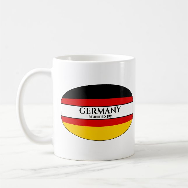 Schwarzer Text Deutschland Wiedervereinigung der F Kaffeetasse (Links)
