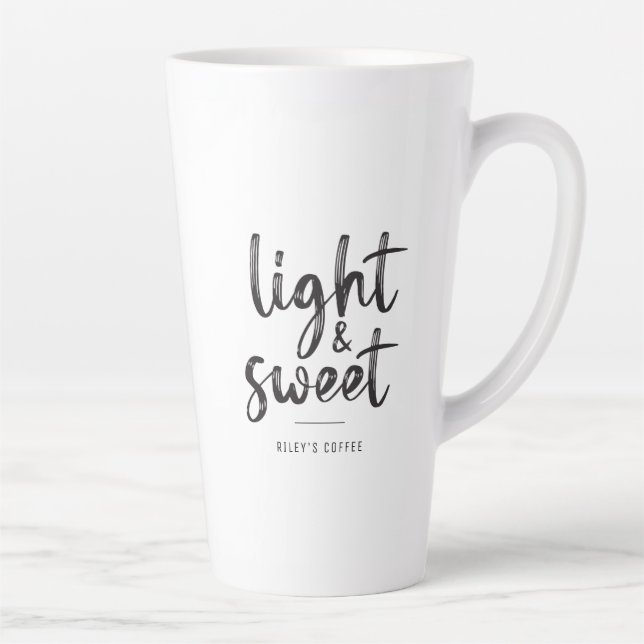Schwarzer Text leicht und süß Kaffee Tasse (Rechts)