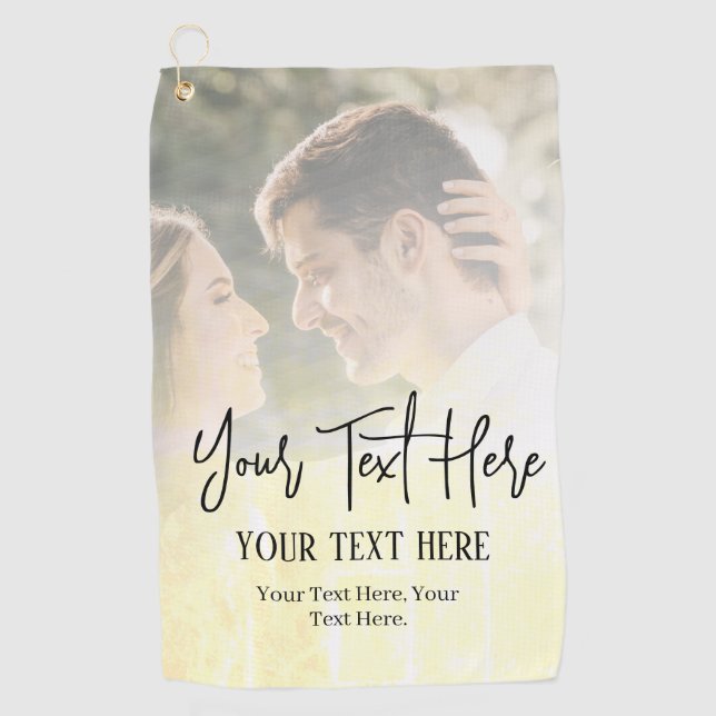 Schwarzer Text mit Vintagem Foto Golfhandtuch (Vorderseite)