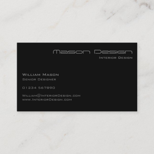 Schwarzer Text nur moderne, minimalistische Visite Visitenkarte (Vorderseite)