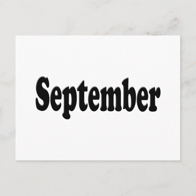 Schwarzer Text September Postkarte (Vorderseite)