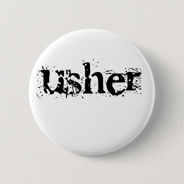 Schwarzer Text Ushers Button (Vorderseite)