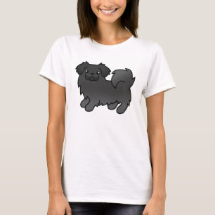 Schwarzer Tibet-Spaniel-Cartoon-Hund T-Shirt
