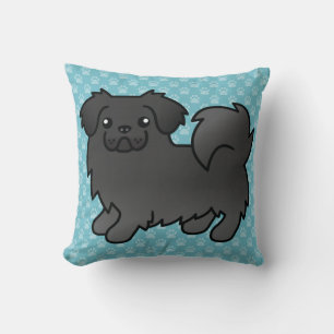 Schwarzer tibetischer Spanischer Cartoon Dog Kissen