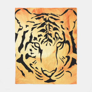 Schwarzer Tiger auf fiery Orange Fleecedecke