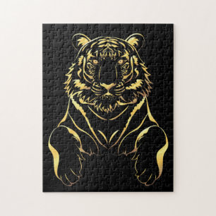Schwarzer Tiger mit goldenen Streifen