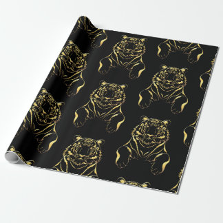 Schwarzer Tiger mit goldenen Streifen Geschenkpapier