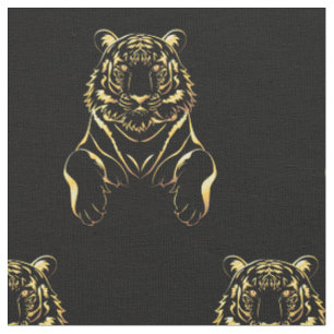 Schwarzer Tiger mit goldenen Streifen Stoff