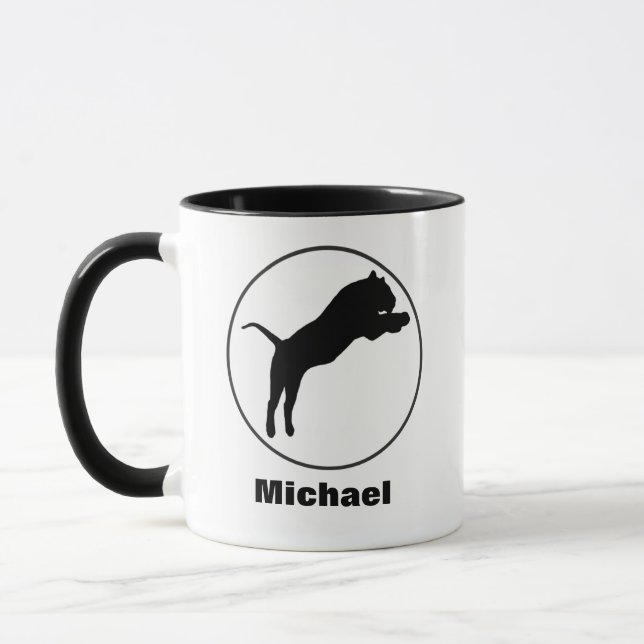 Schwarzer Tiger Zeichnend in Circle Frame Customiz Tasse (Links)