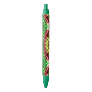 Schwarzer Tinte Pen Weihnachtsdesign Grün Rot Gelb Kugelschreiber